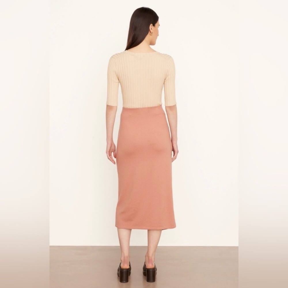 VINCE NWOT CLAY COLOR FAUX WRAP SOFT COTTON BLEND MIDI SKIRT SZ LARGE - Picture 2 of 11